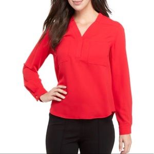 NWOT Nine West Red long sleeve blouse